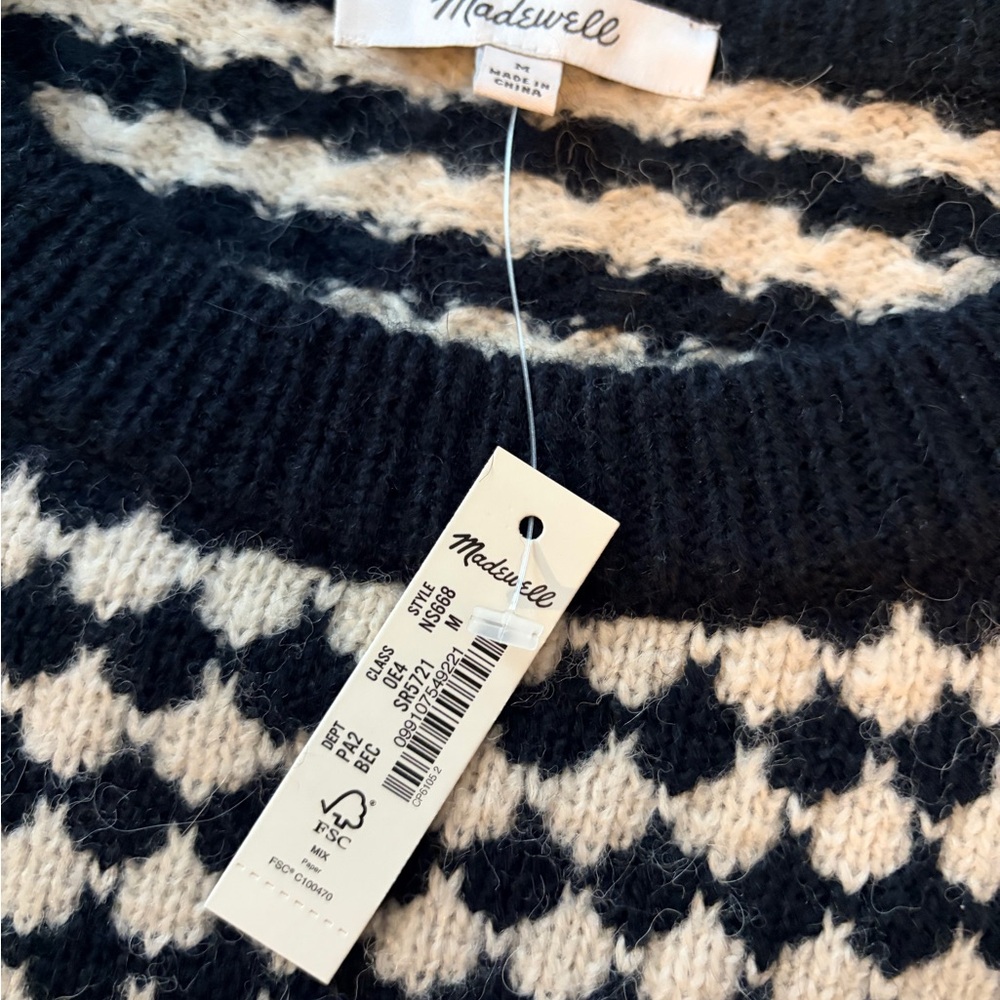 Madewell Black and Cream Mixed-Stripe Raglan Sweater - Picture 5 of 5